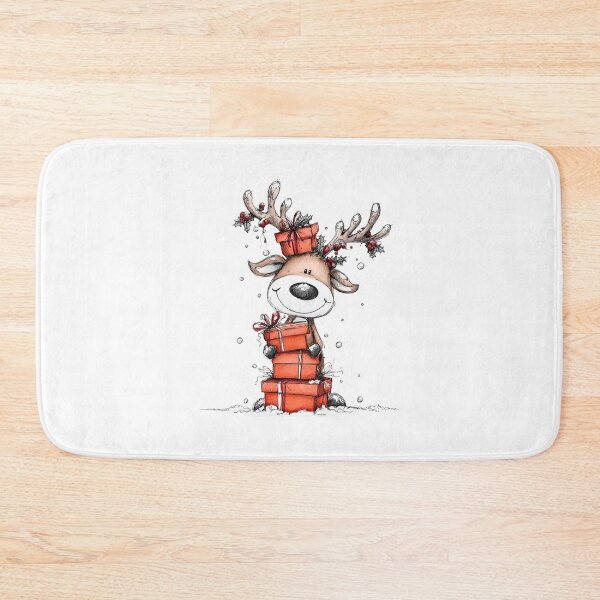 Item preview, Reindeer With Holly Antlers & Stacked Red Parcels designed and sold by QuietBloom80.