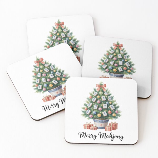 Item preview, Merry Mahjong Christmas Tree Chinoiserie Holiday designed and sold by PunkNation-Arts.