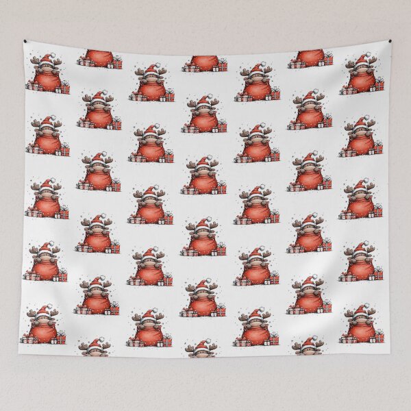 Item preview, Peekaboo Reindeer in Santa Sack with Snowy Parcels designed and sold by QuietBloom80.