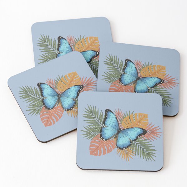 Item preview, Blue Morpho Butterfly with Tropical Leaves designed and sold by BirdsnStuff.