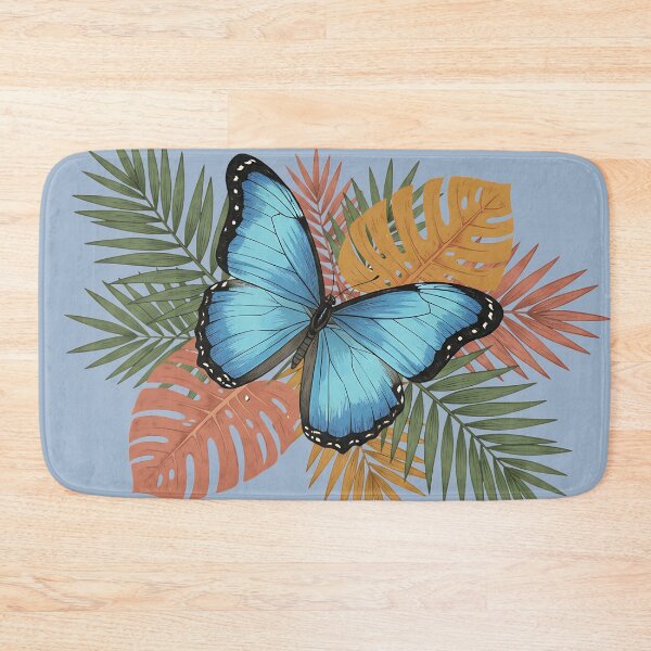 Item preview, Blue Morpho Butterfly with Tropical Leaves designed and sold by BirdsnStuff.