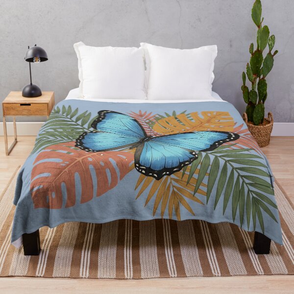 Item preview, Blue Morpho Butterfly with Tropical Leaves designed and sold by BirdsnStuff.