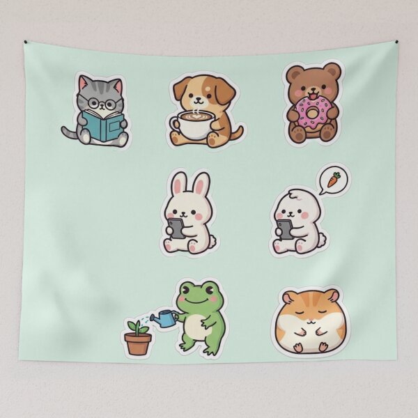 Item preview, Cute Pixel Animal Daily Life Stickers I designed and sold by MuseAI.