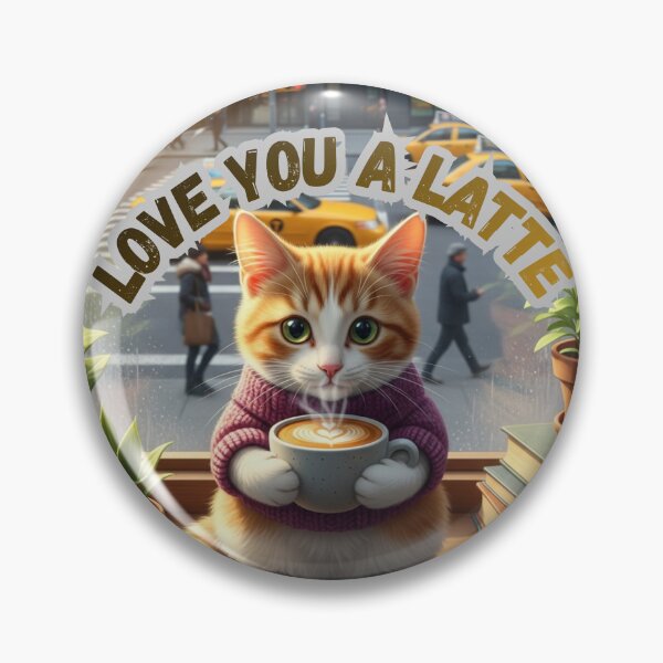 Item preview, Love you a Latte, coffee lovers, cat lovers, latte lovers designed and sold by Hana Shii.
