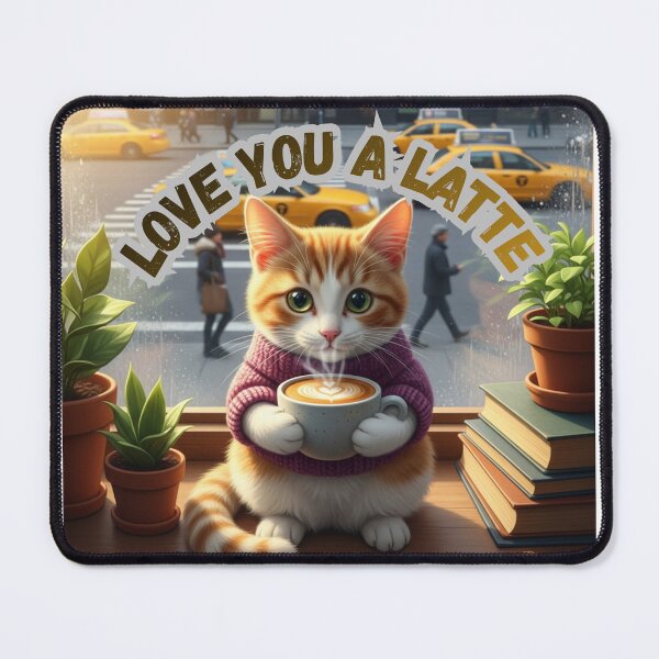 Item preview, Love you a Latte, coffee lovers, cat lovers, latte lovers designed and sold by Hana Shii.