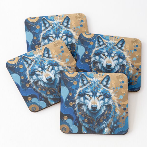 Item preview, "Golden Blue Wolf", "Mystic Wolf of the Stars" designed and sold by KiraChie.