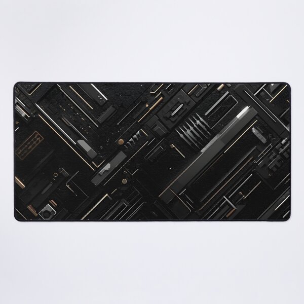 Item preview, Black Gold Techno-Geometric Surface Art designed and sold by SurfaceCraft Studio.