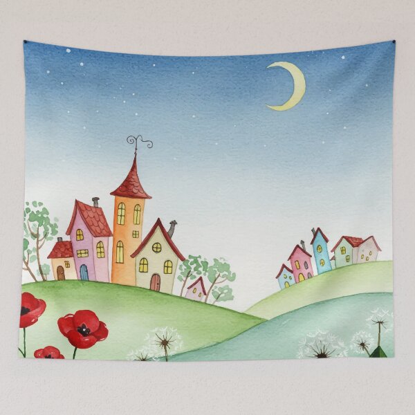 Item preview, Nighttime rural landscape designed and sold by Design4uStudio.
