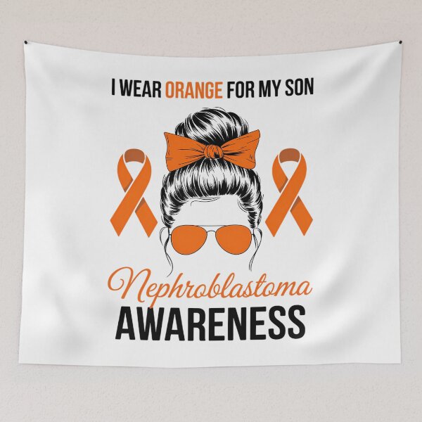 Item preview, I Wear Orange Messy Bun Nephroblastoma Awareness Wilms Tumor designed and sold by HellD3vil-Art.