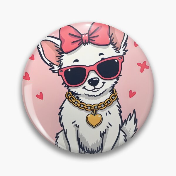 Item preview, “Cute Dog Diva – Bow, Shades & Gold Chain” designed and sold by   GG Creations .