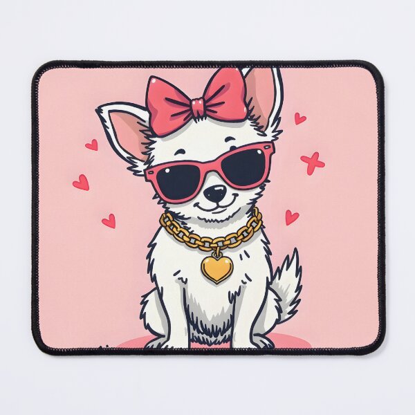 Item preview, “Cute Dog Diva – Bow, Shades & Gold Chain” designed and sold by GG Creations .