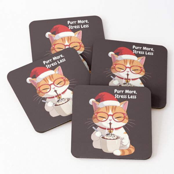 Item preview, Purr More, Stress Less – Relaxed Christmas Cat Shirt designed and sold by EcoArtTees.