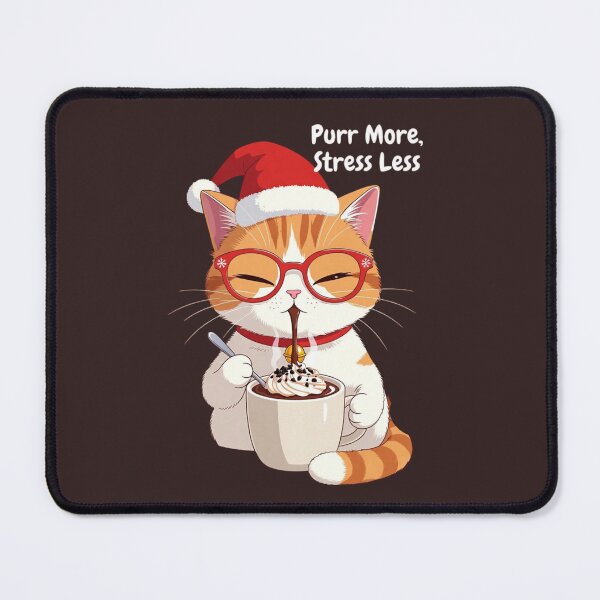 Item preview, Purr More, Stress Less – Relaxed Christmas Cat Shirt designed and sold by EcoArtTees.