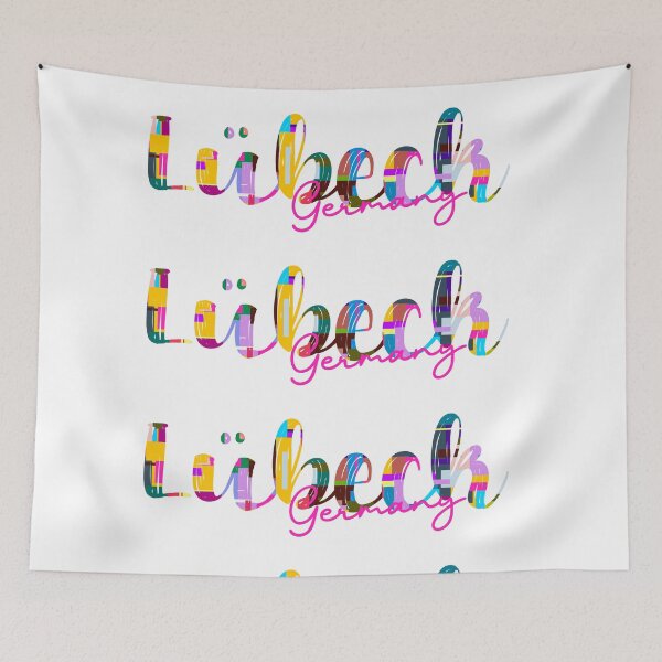Item preview, Lübeck, Germany, Vibrant Abstract City Typography Art designed and sold by Wanderful-roads.