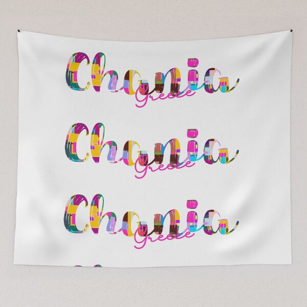 Item preview, Chania, Greece, Vibrant Abstract City Typography Art designed and sold by Wanderful-roads.