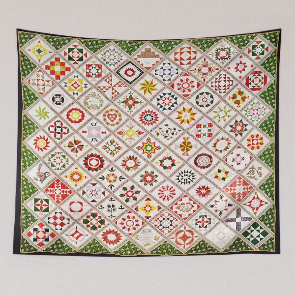 Item preview, Vintage Friendship Quilt 1842 – Antique Handmade Textile for Ella Maria Deacon | 19th Century Heirloom Quilt designed and sold by UBU-space.