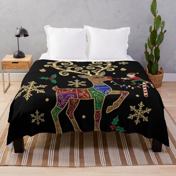 Item preview, CHRISTMAS ZEORRN Luxe Reindeer & Elf – Golden Christmas Fantasy Art designed and sold by ZEORRNHouse.