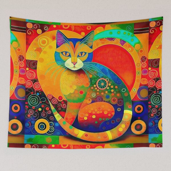 Item preview, Psychedelic Cosmic Cat Abstract Art designed and sold by LanaGustavsson.