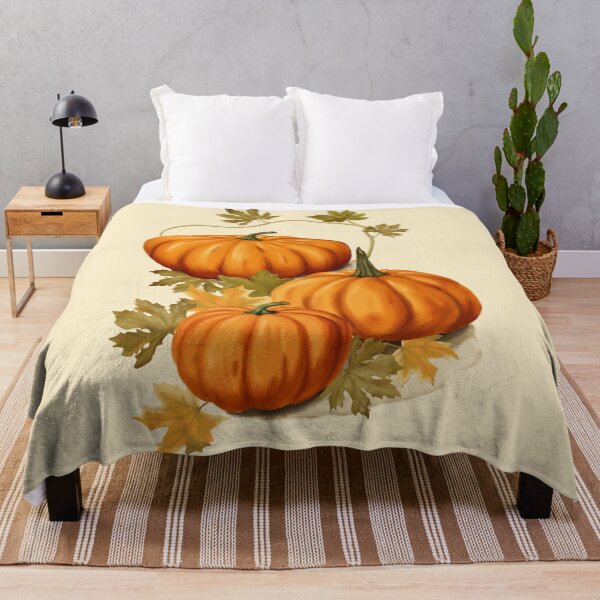 Item preview, Three Pumpkins in the bed of autumn's leaves designed and sold by SolarFamily.