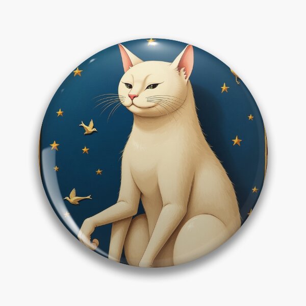 Artikelvorschau, Mittelalterliche Kunst: Cremefarbene Katze beim Schachspielen entworfen und verkauft von PictorialWhimsy.