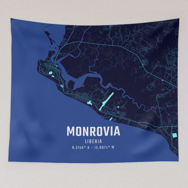 Item preview, Monrovia Midnight City Map designed and sold by HomeLivingCo.