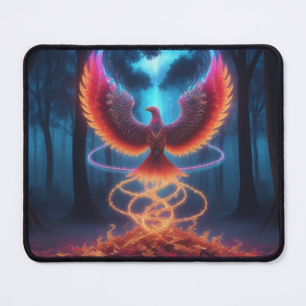 Item preview, Neon Phoenix Rising from Autumn Forest Glow designed and sold by Bilikaru.