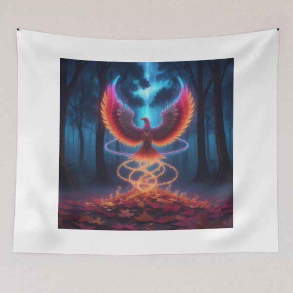 Item preview, Neon Phoenix Rising from Autumn Forest Glow designed and sold by Bilikaru.