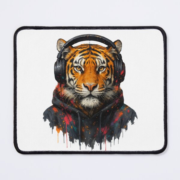 Item preview, Neon Jungle Tiger – Tiger with Headphones & Hoodie (Urban Splash Art) designed and sold by thtCMRAguy.