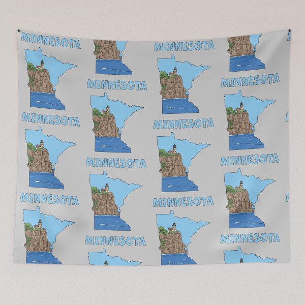 Item preview, Minnesota State Map Art, Scenic North Shore Lighthouse Design designed and sold by mashmosh.
