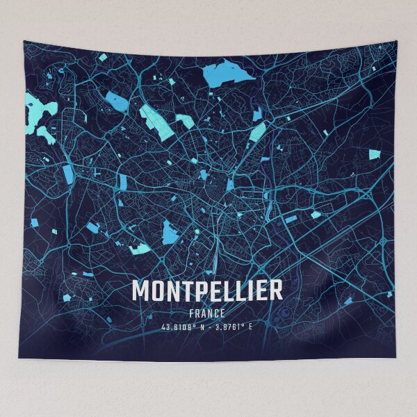 Item preview, Montpellier Midnight City Map designed and sold by HomeLivingCo.