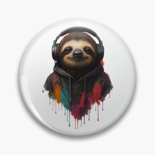 Item preview, Chillmode Sloth – Sloth with Headphones & Hoodie (Color Splash Urban Art) designed and sold by thtCMRAguy.