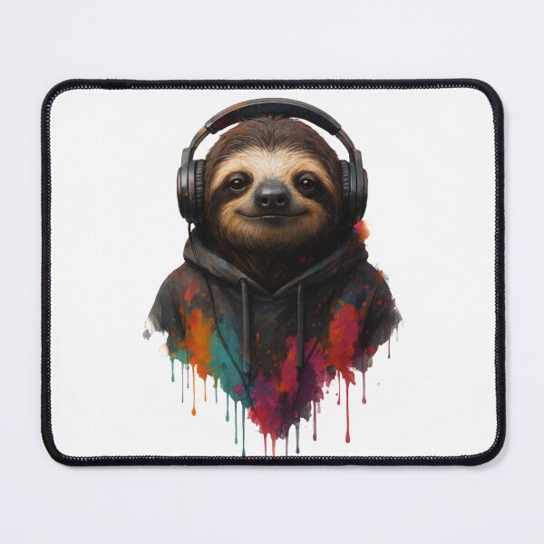 Item preview, Chillmode Sloth – Sloth with Headphones & Hoodie (Color Splash Urban Art) designed and sold by thtCMRAguy.