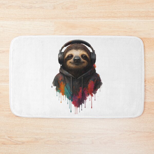 Item preview, Chillmode Sloth – Sloth with Headphones & Hoodie (Color Splash Urban Art) designed and sold by thtCMRAguy.