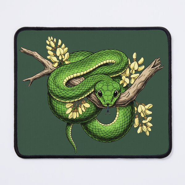 Item preview, Green Boomslang Snake with Acacia Blooms designed and sold by BirdsnStuff.