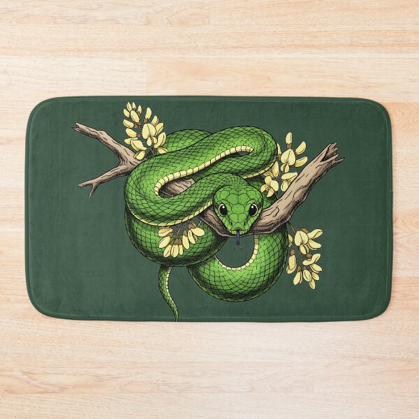 Item preview, Green Boomslang Snake with Acacia Blooms designed and sold by BirdsnStuff.