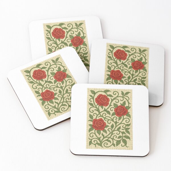 Item preview, Vintage Red Rose Mosaic Pattern | Floral Tile Art Inspired by Classic Mediterranean Design designed and sold by Fleetwood1994.