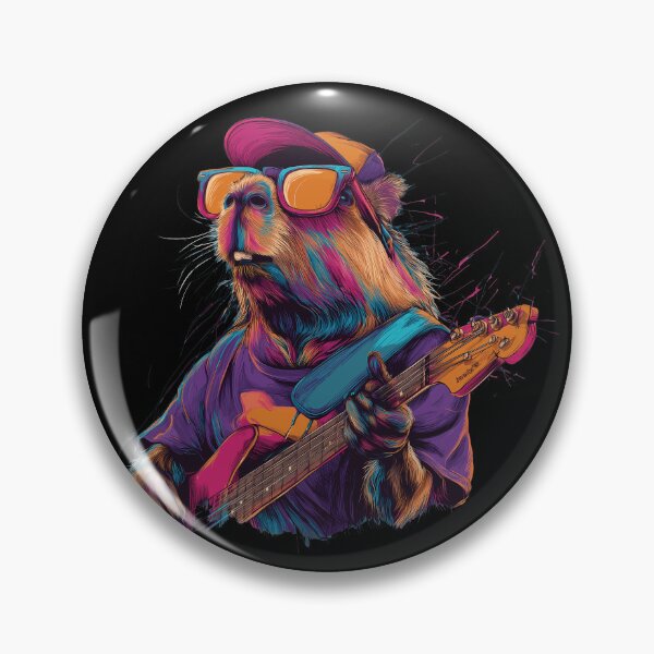 Artikelvorschau, Cooles Capybara, das Gitarre spielt und eine Sonnenbrille trägt entworfen und verkauft von gut2000.
