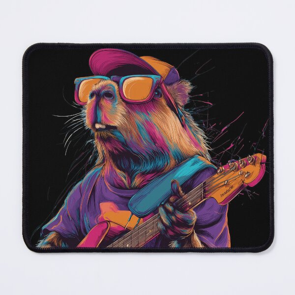Item preview, Cool Capybara playing guitar and Wearing Sunglasses Drawing designed and sold by gut2000.
