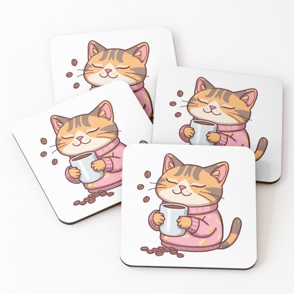 Item preview, Funny sleepy cat with coffee mug designed and sold by The-Dreamy-Zoo.