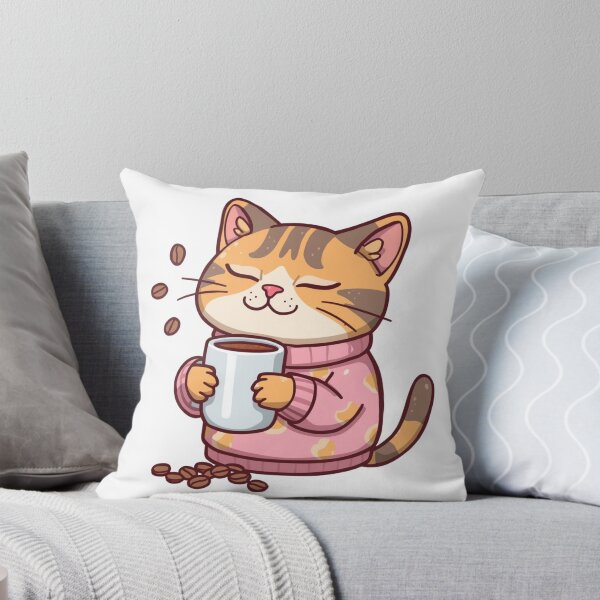 Item preview, Funny sleepy cat with coffee mug designed and sold by The-Dreamy-Zoo.
