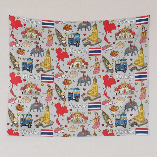 Item preview, Thailand Culture Collage, Iconic Landmarks & Traditions Art designed and sold by mashmosh.
