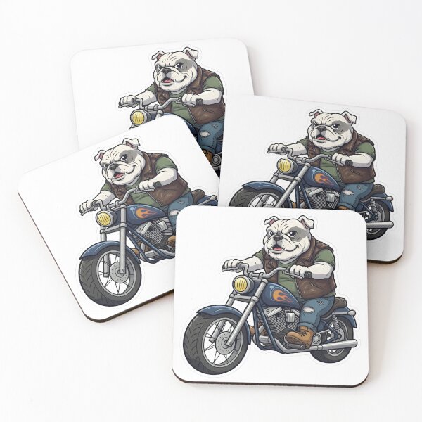 Item preview, Bulldog Biker Sticker | Cool Cartoon Dog Riding Motorcycle designed and sold by XM STOREZ .