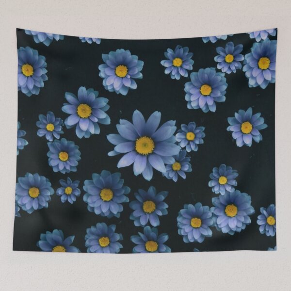 Item preview, Blue flowers on a blue background. Abstraction with flowers. Blue confetti. Blue flowers. Spring. Spreading confetti. Placer made of flowers. logo, picture, graphics, black, blue designed and sold by gulka8.