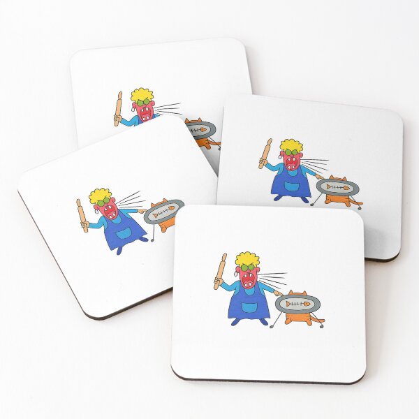 Item preview, Angry Chef and Naughty Cat – Funny Hand-Drawn Cartoon designed and sold by YokoByIngoErno.