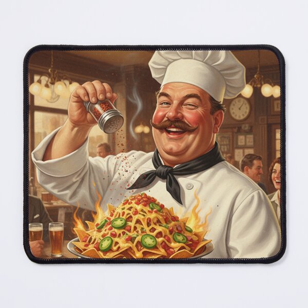 Item preview, "PUB NACHOS TO CRAVE FOR!" – Vintage 1950s Pub Chef Poster designed and sold by Cozy-Old-Pub.