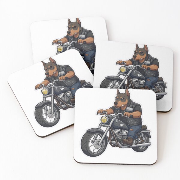Item preview, Biker Doberman - Badass Dog Riding Motorcycle Sticker - Dog Lover Gift - Funny Biker Gang Tee designed and sold by XM STOREZ .
