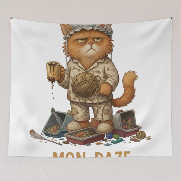 Item preview, MON DAZE: Grumpy Cat PJs, Coffee, and Tangle Disaster designed and sold by zoughlal.
