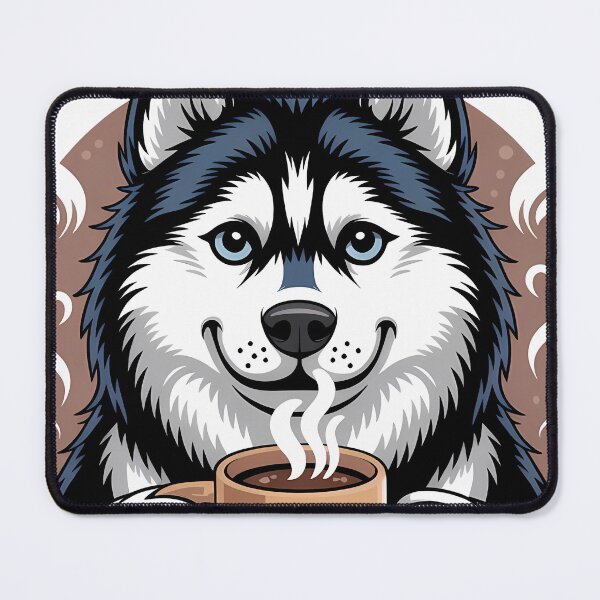 Item preview, Husky Howl at the Coffee Sticker | Funny Morning Dog Art designed and sold by GiftsForge.
