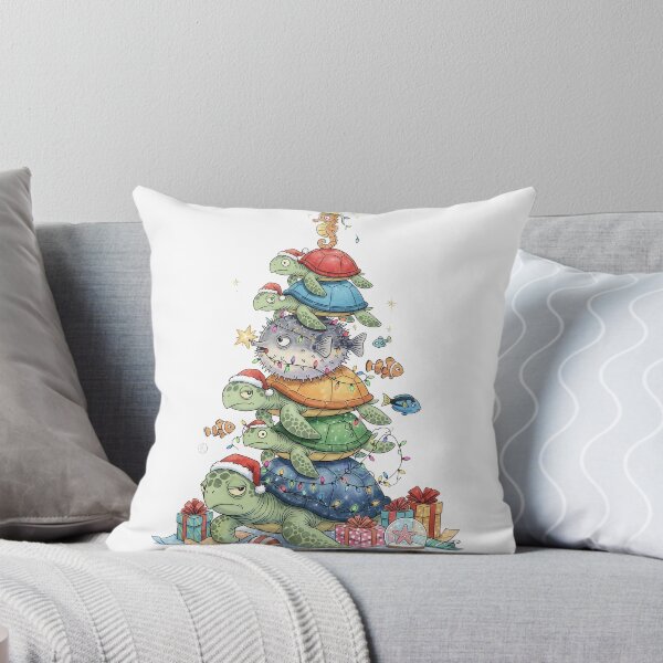 Item preview, STACKED SEA TURTLE CHRISTMAS: Pufferfish and Seahorse Tree designed and sold by zoughlal.