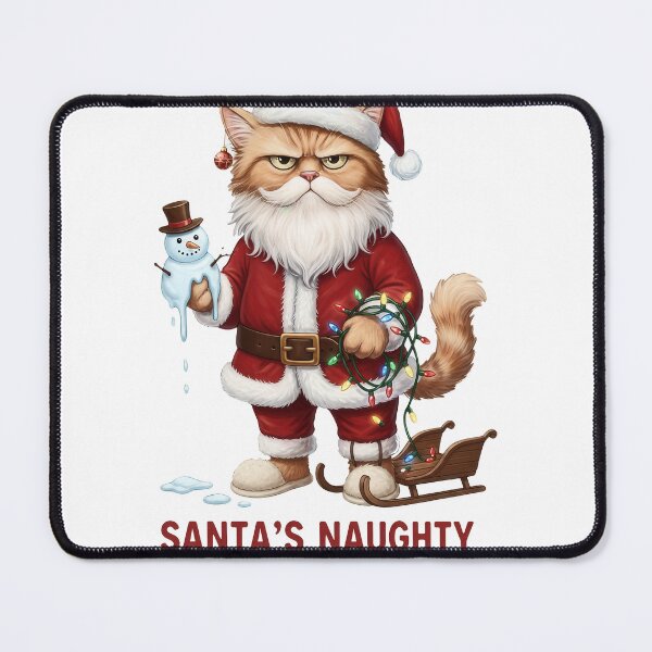 Item preview, SANTA'S NAUGHTY LIST ENFORCER: Grumpy Santa Cat with Beard designed and sold by zoughlal.